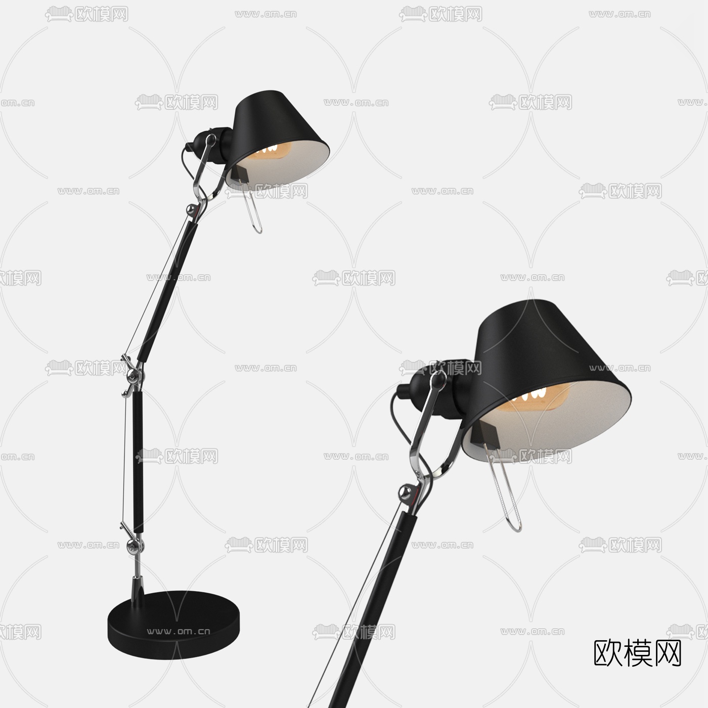 现代复古金属台灯3d模型