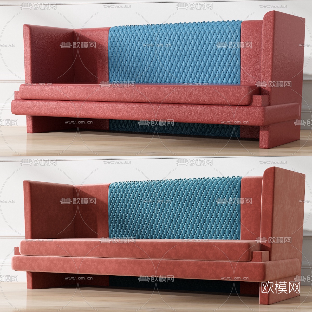 现代布艺多人高背沙发3d模型