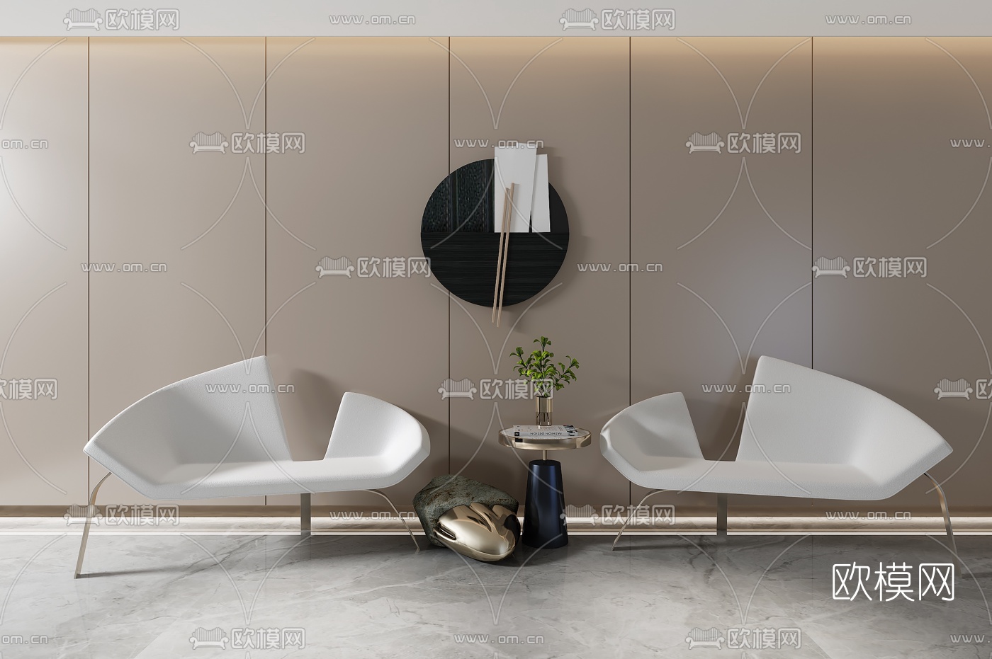 HWCD设计 现代布艺休闲椅3d模型
