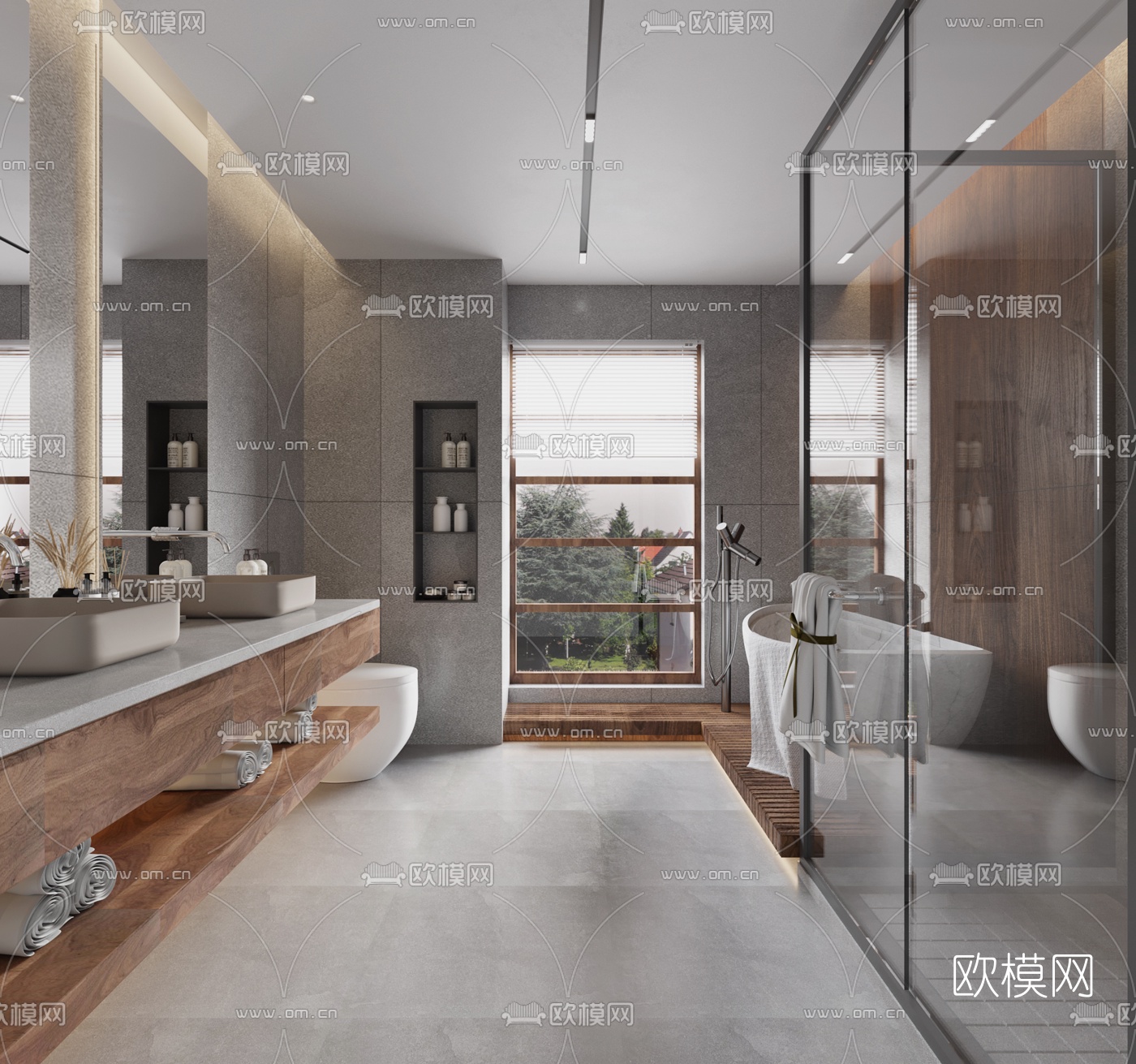 自然风卫生间浴室3d模型下载