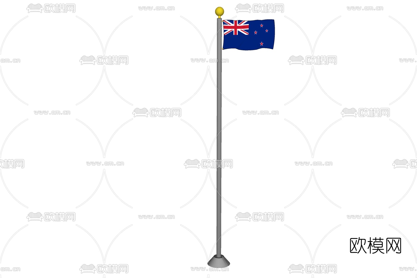 现代国旗旗帜免费su模型下载