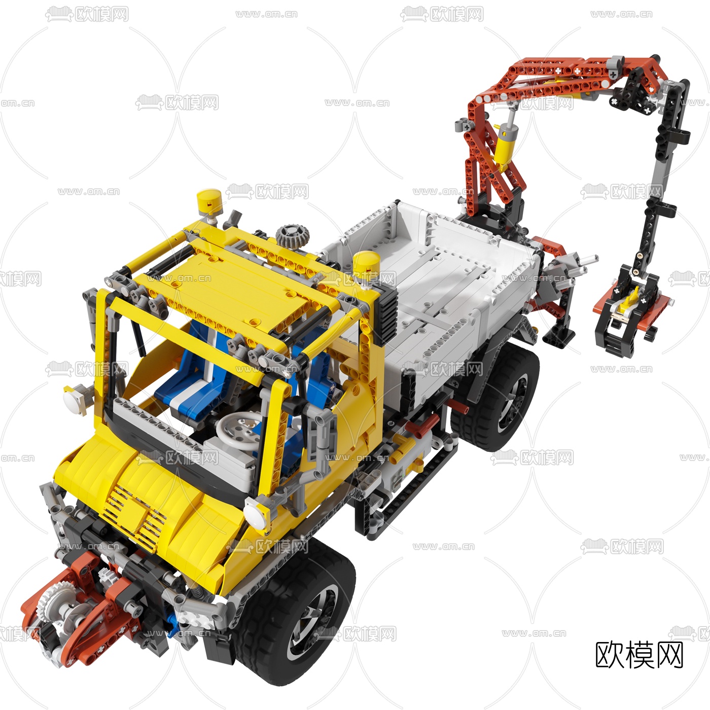 现代乐高工程车玩具3d模型下载（渲染图2）