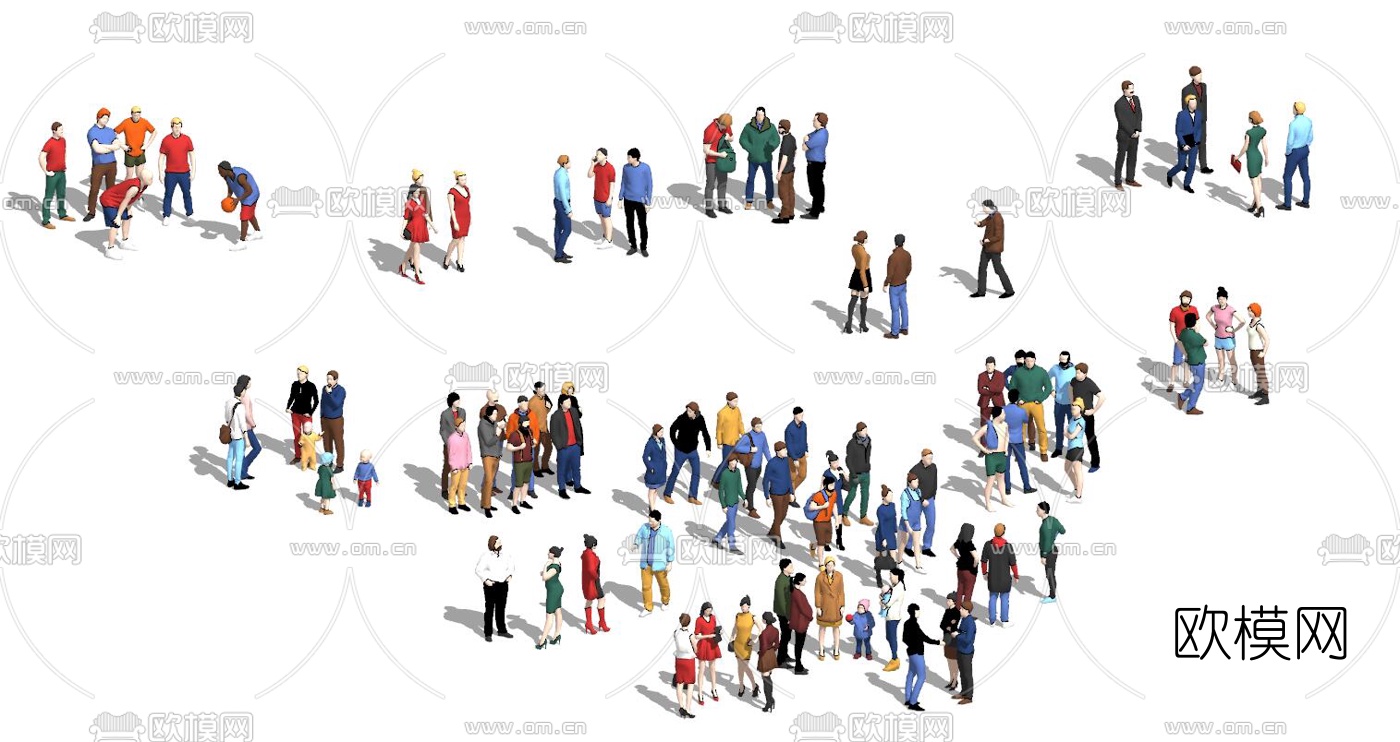 现代时尚人物su模型下载