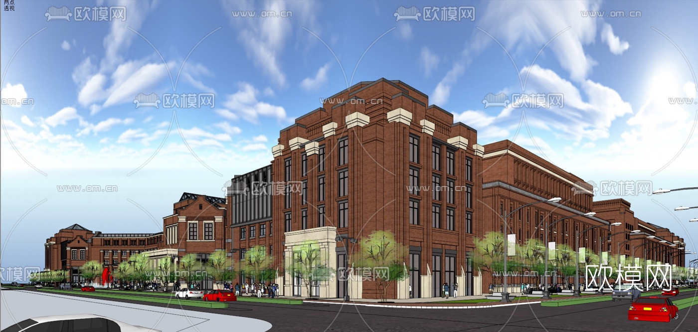 欧式大学学校规划su模型下载（渲染图4）