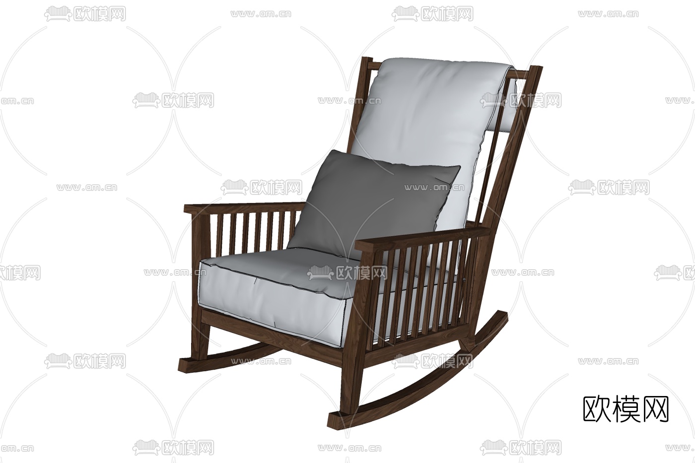 现代实木摇椅免费su模型下载