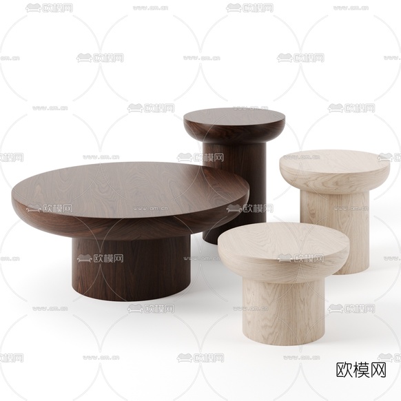 现代实木茶几3d模型下载