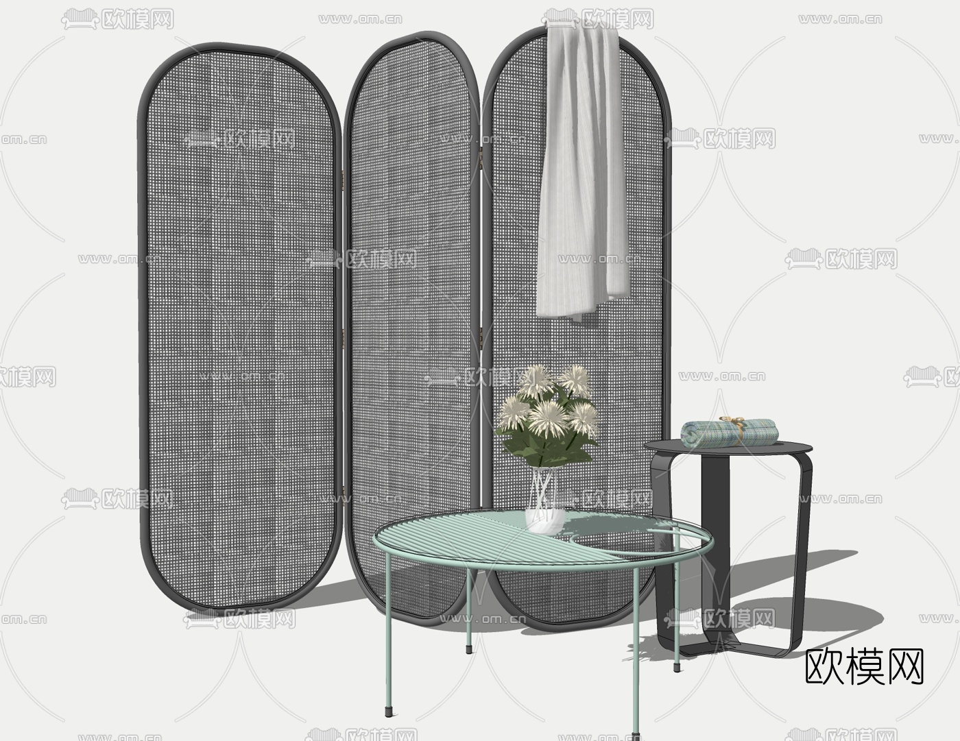 现代金属屏风su模型下载