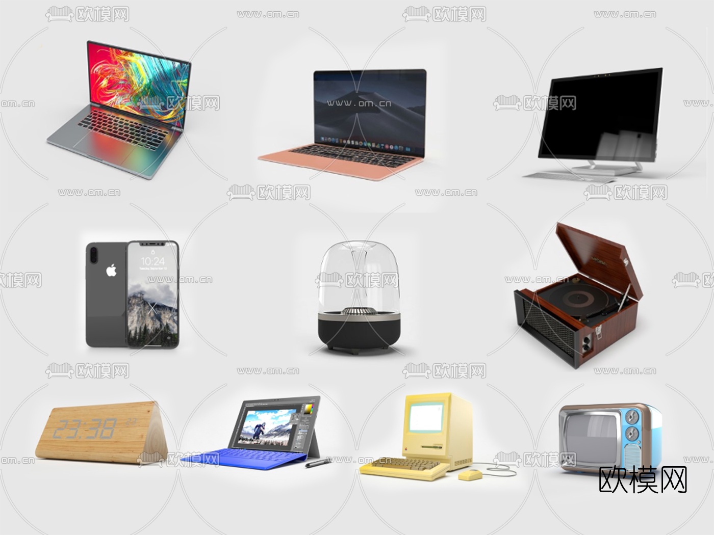 现代手提电脑手机su模型下载