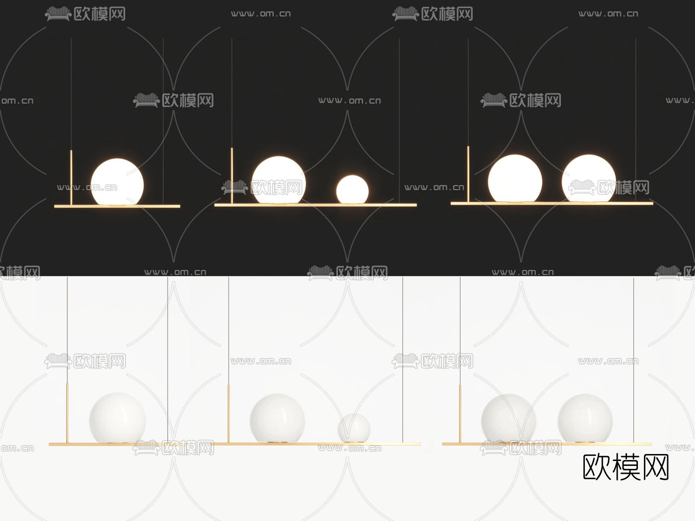 现代金属简易吊灯3d模型