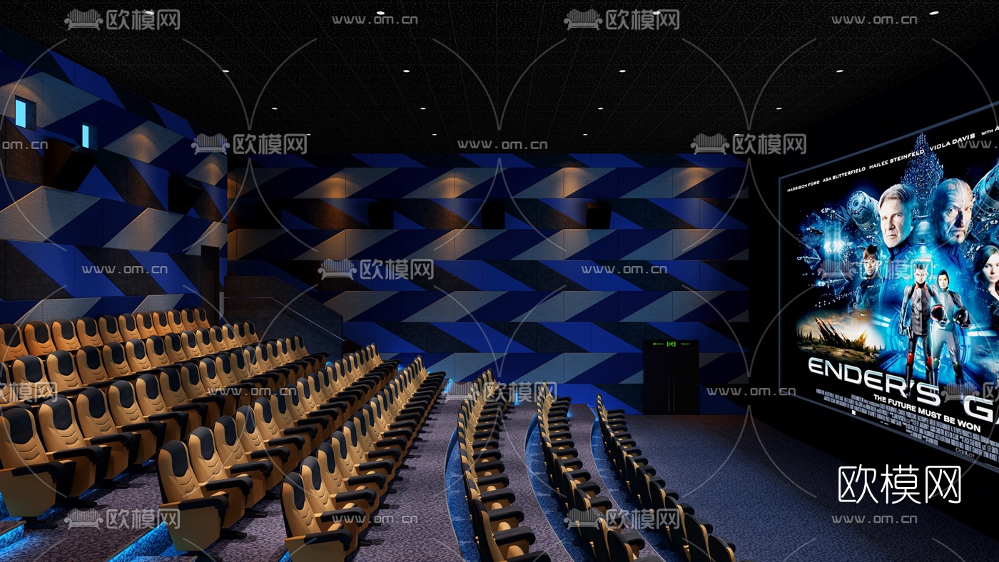 现代电影院放映厅3d模型下载