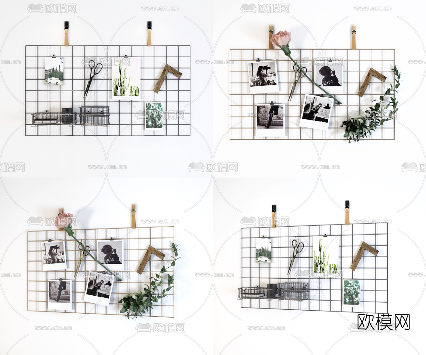 北欧照片剪刀墙饰挂件3d模型下载（渲染图1）