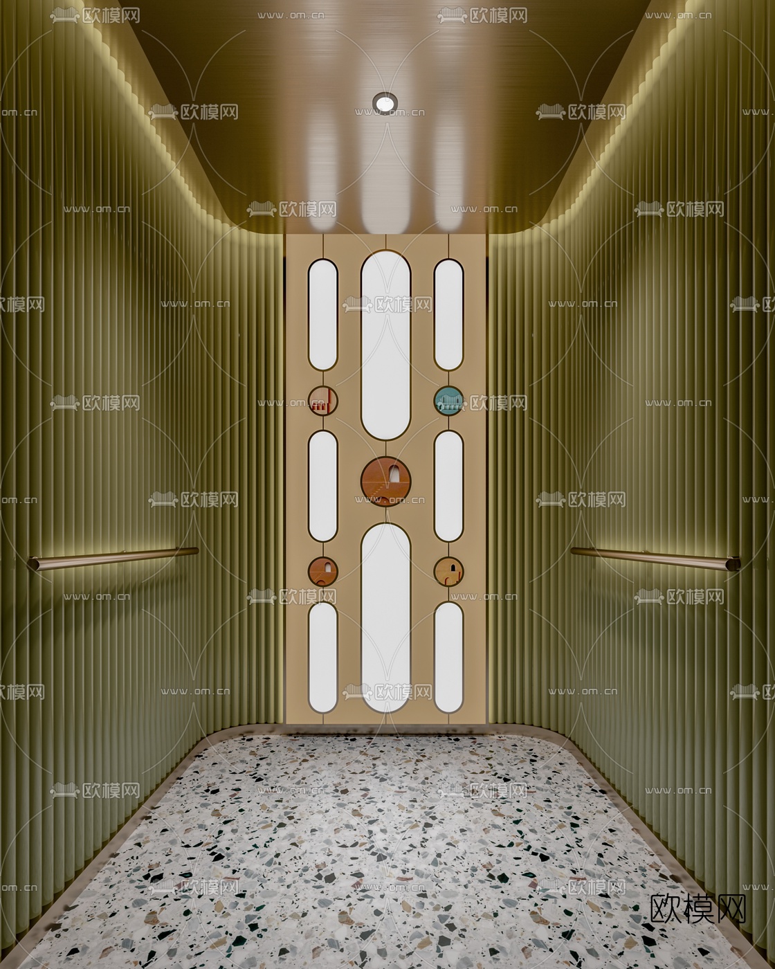 现代酒店电梯轿厢3d模型下载