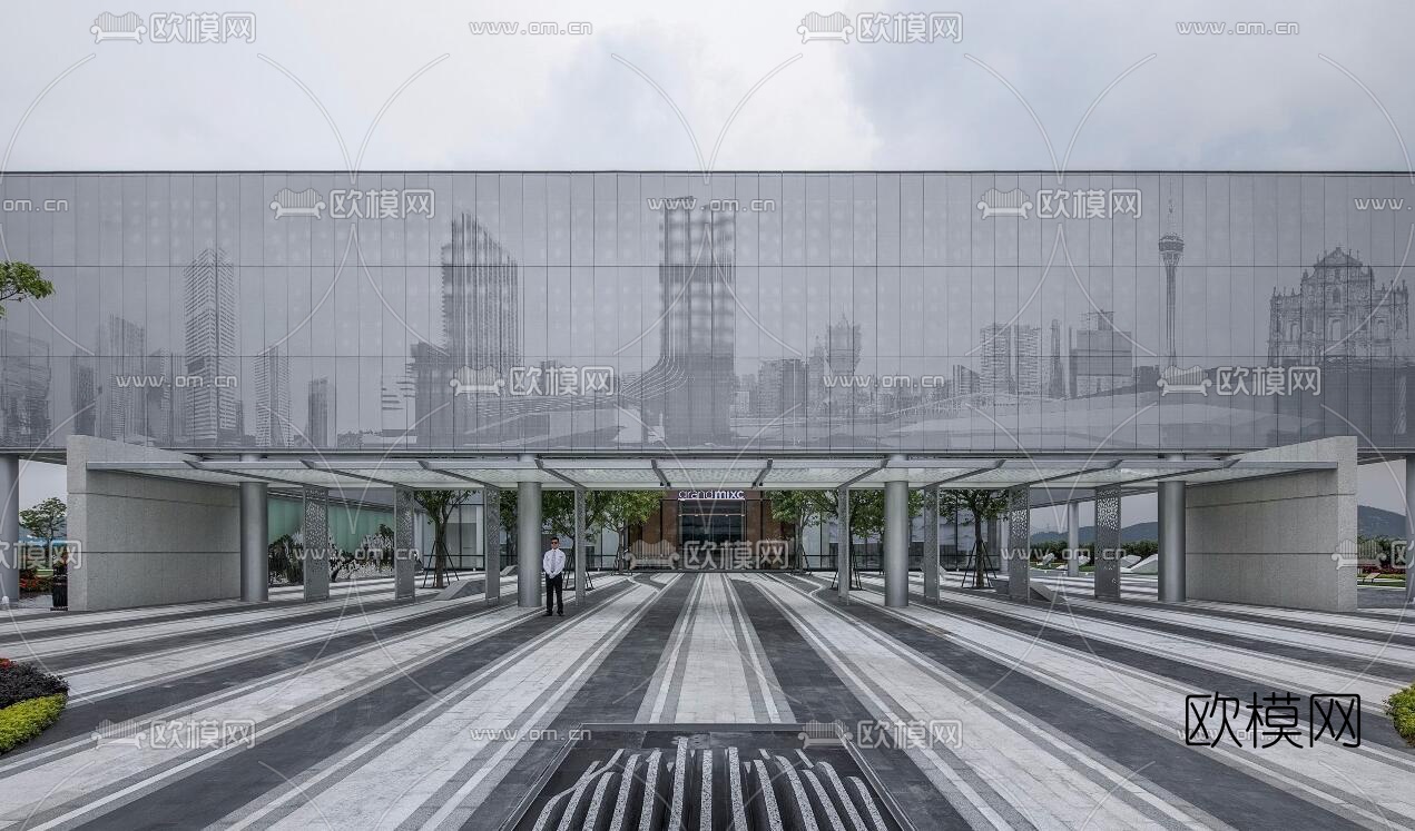 现代售楼处外观su模型