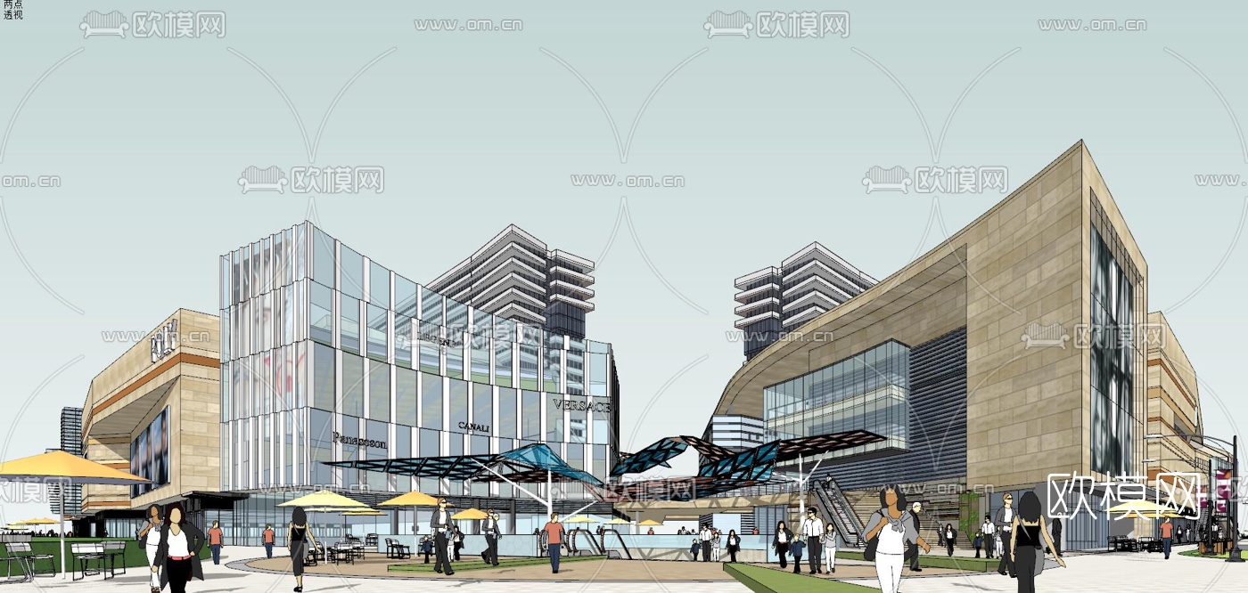 现代商业广场su模型下载（渲染图5）