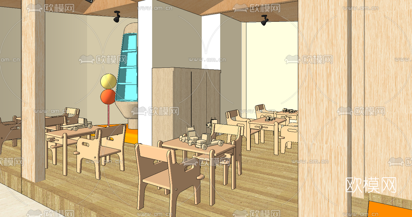 现代早教中心 幼儿园教室su模型下载（渲染图2）