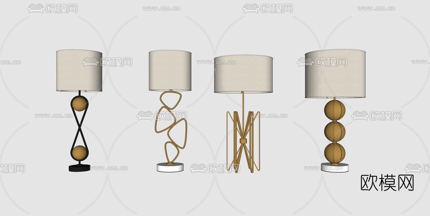 现代轻奢台灯su模型下载