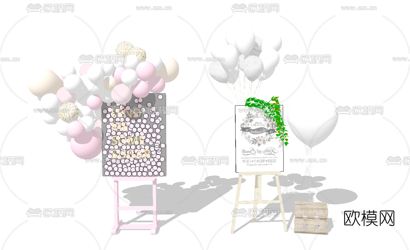 现代婚礼美陈su模型下载