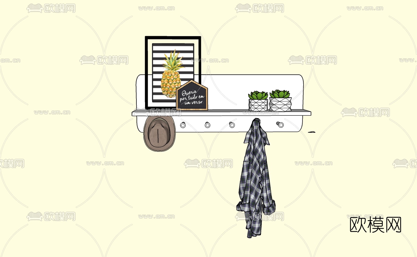 现代浴室毛巾架免费su模型下载