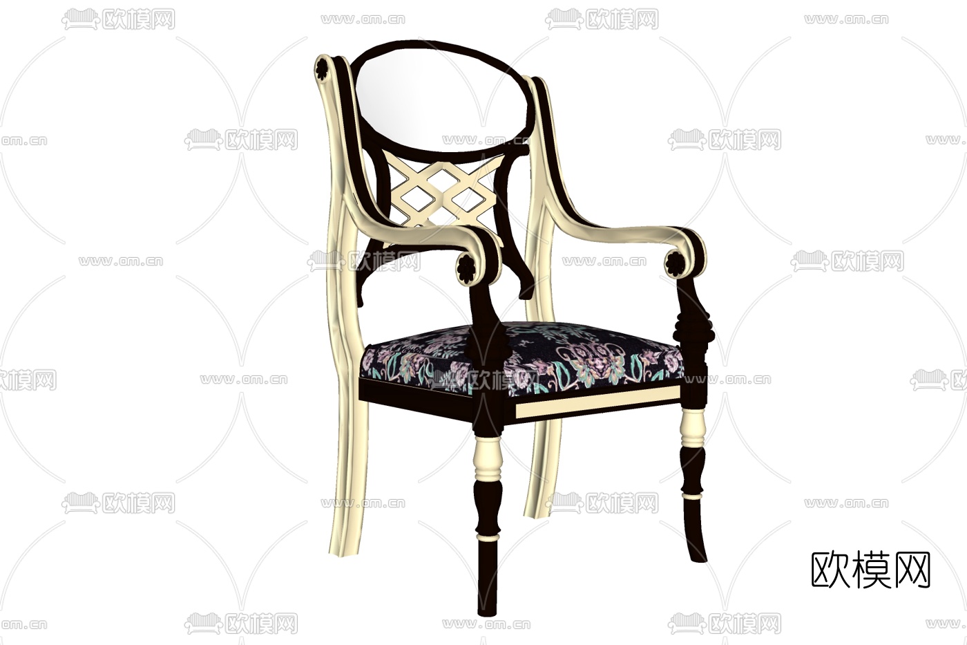 欧式布艺单椅免费su模型下载
