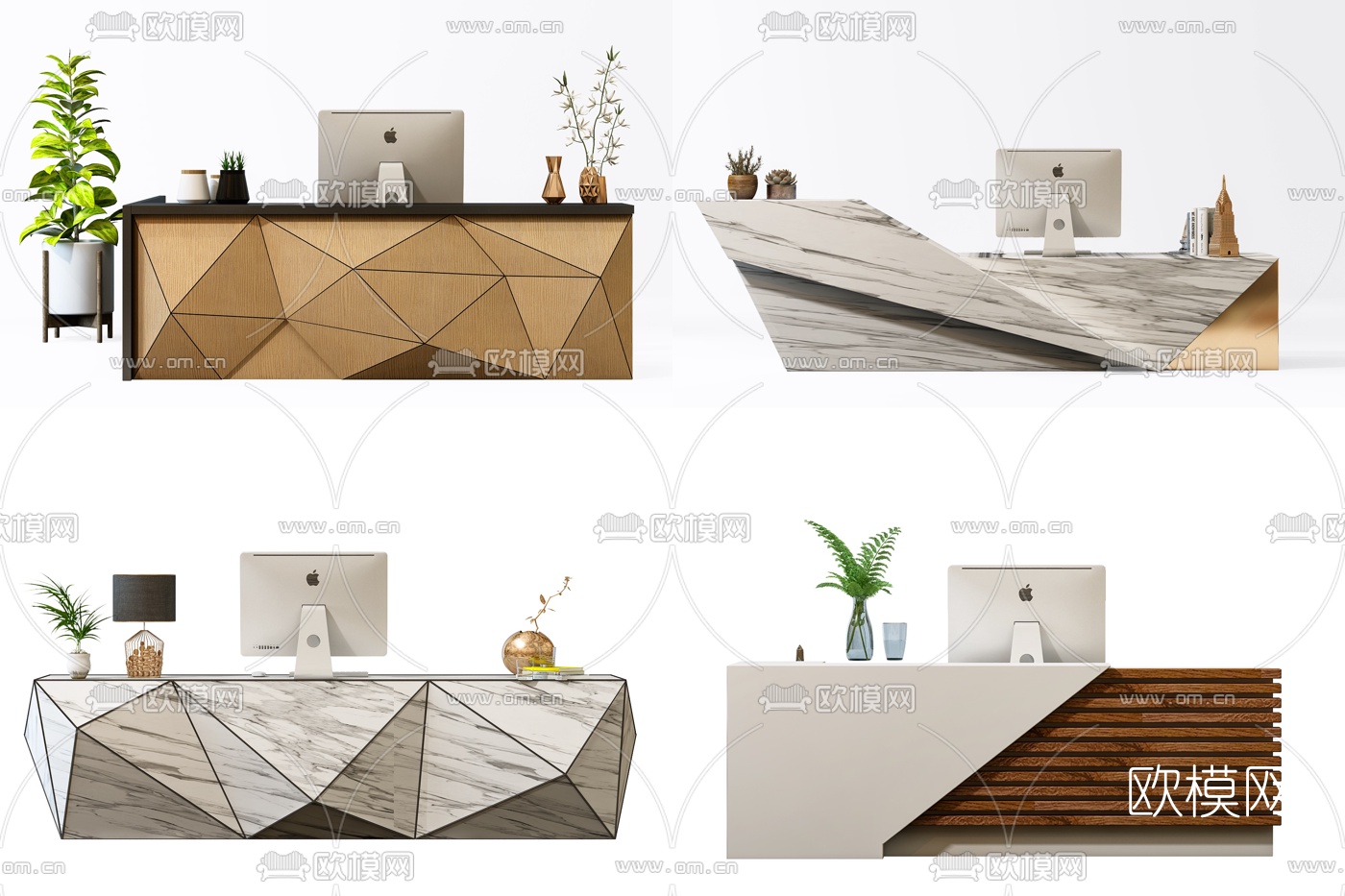 现代大理石接待台3d模型