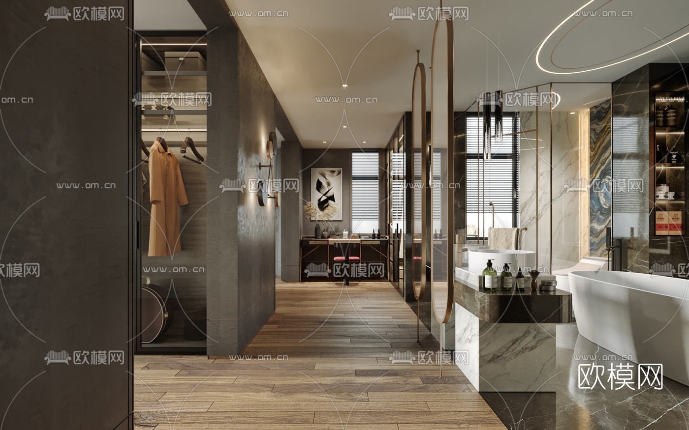 现代轻奢卫生间衣帽间3d模型下载