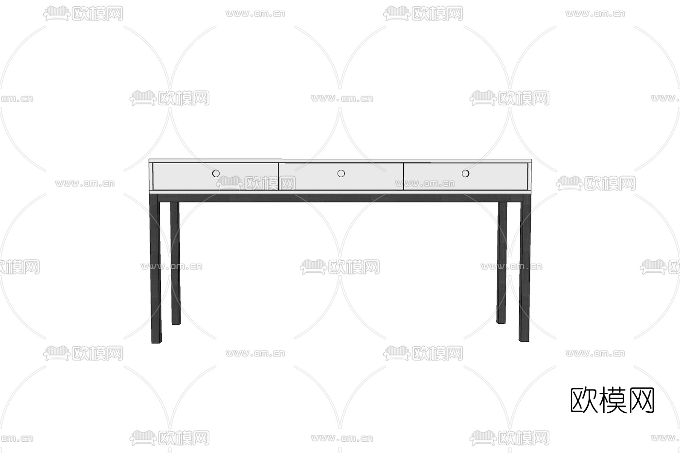现代实木书桌免费su模型下载