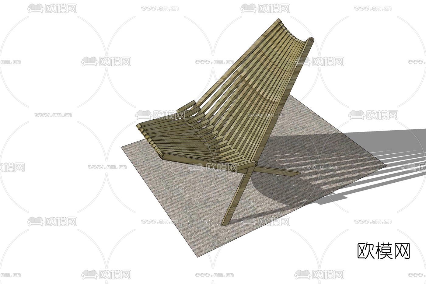 现代竹编休闲椅免费su模型下载