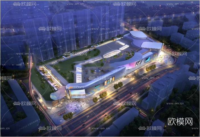 现代商业中心广场su模型下载（渲染图1）