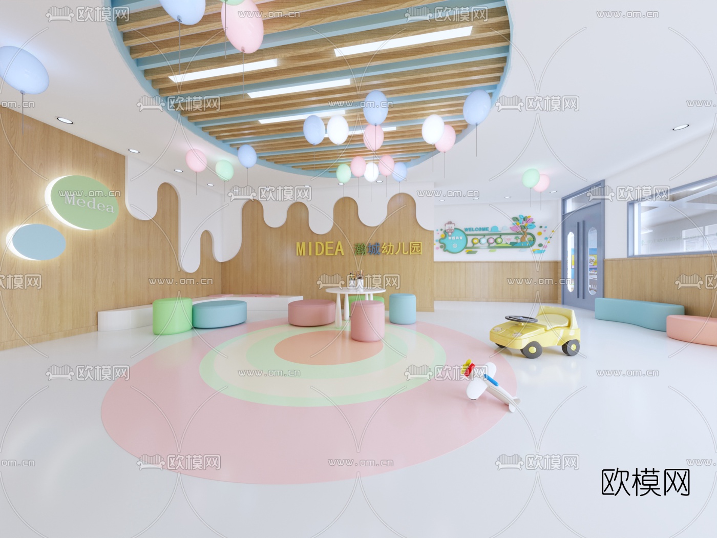 北欧幼儿园活动室幼儿园大厅3d模型