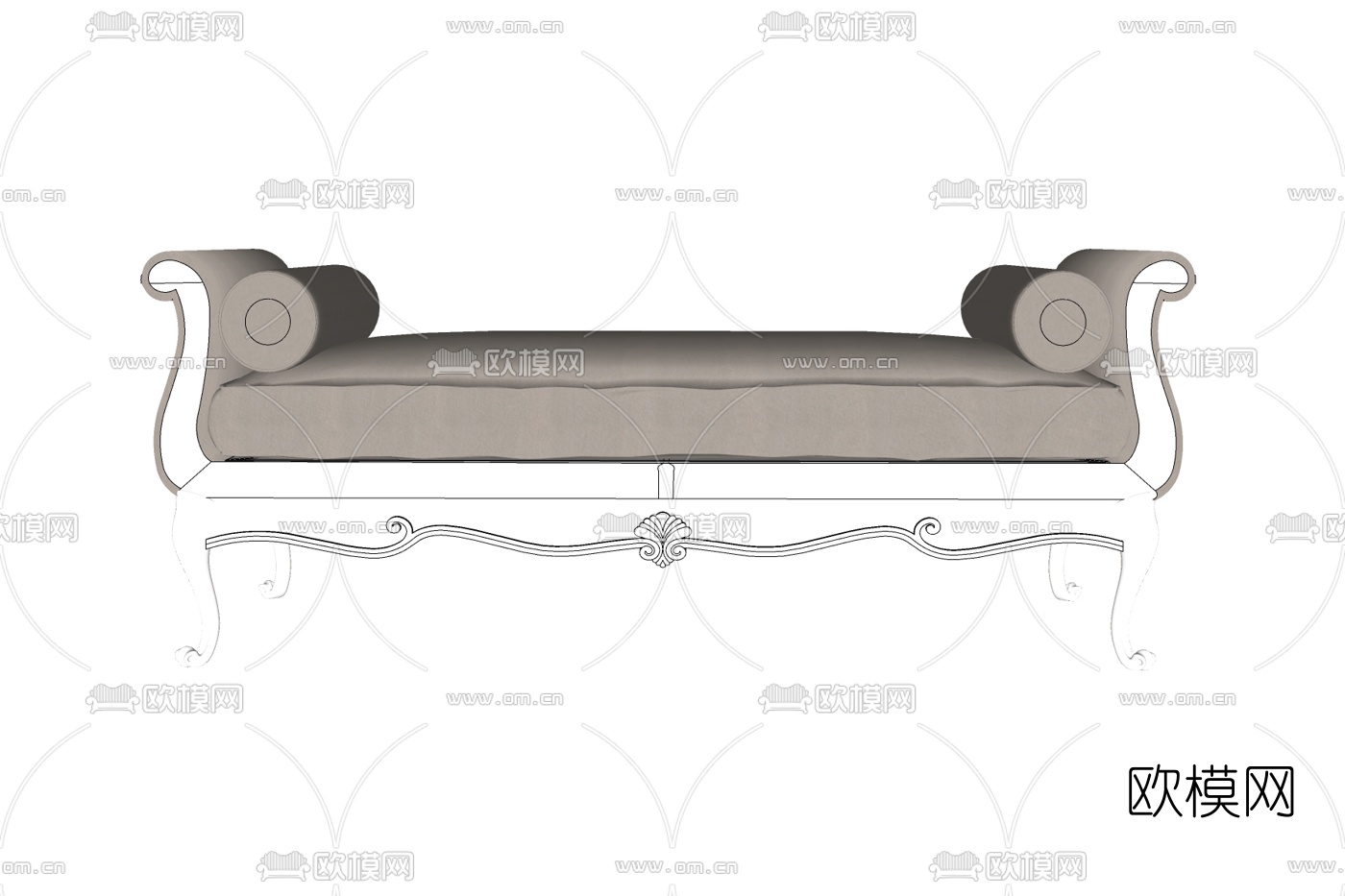 欧式布艺脚踏免费su模型下载
