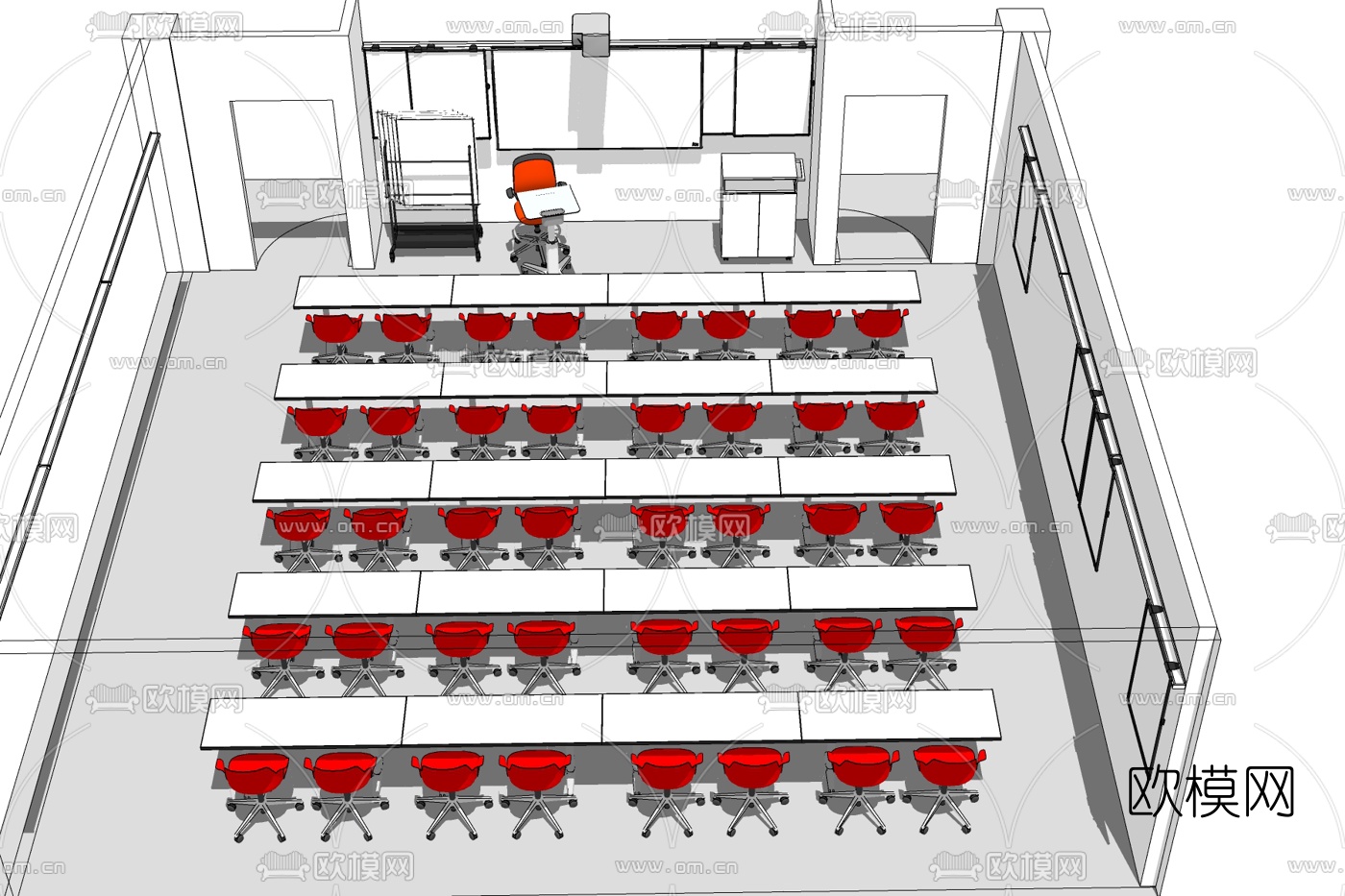 现代会议室免费su模型下载