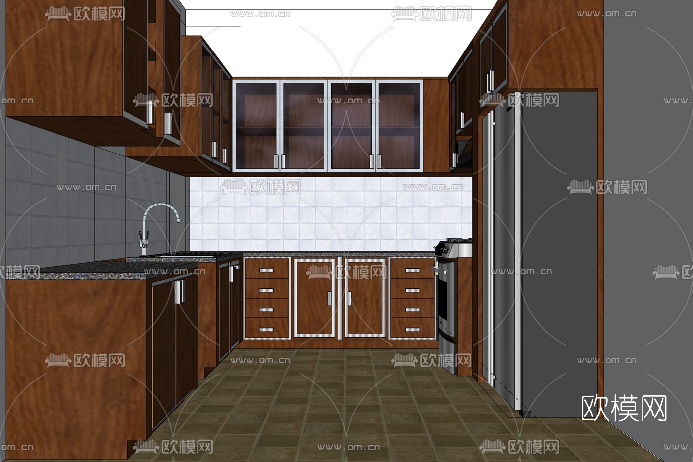 美式厨房免费su模型下载
