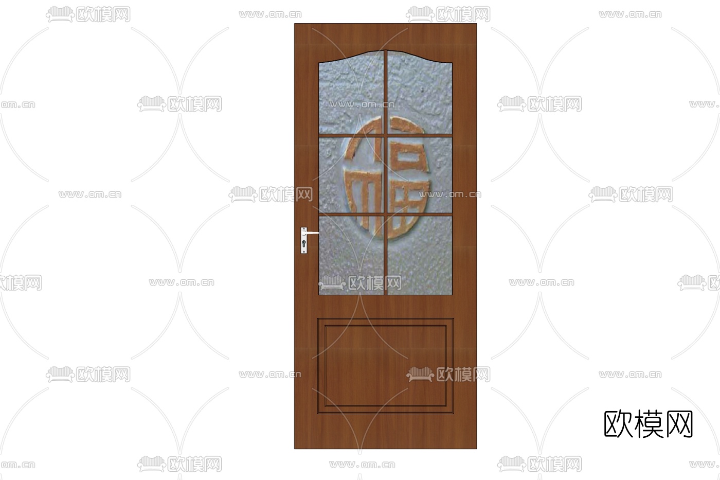 新中式平开门免费su模型下载