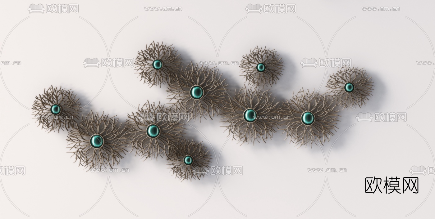 现代金属墙饰挂件3d模型下载（渲染图4）