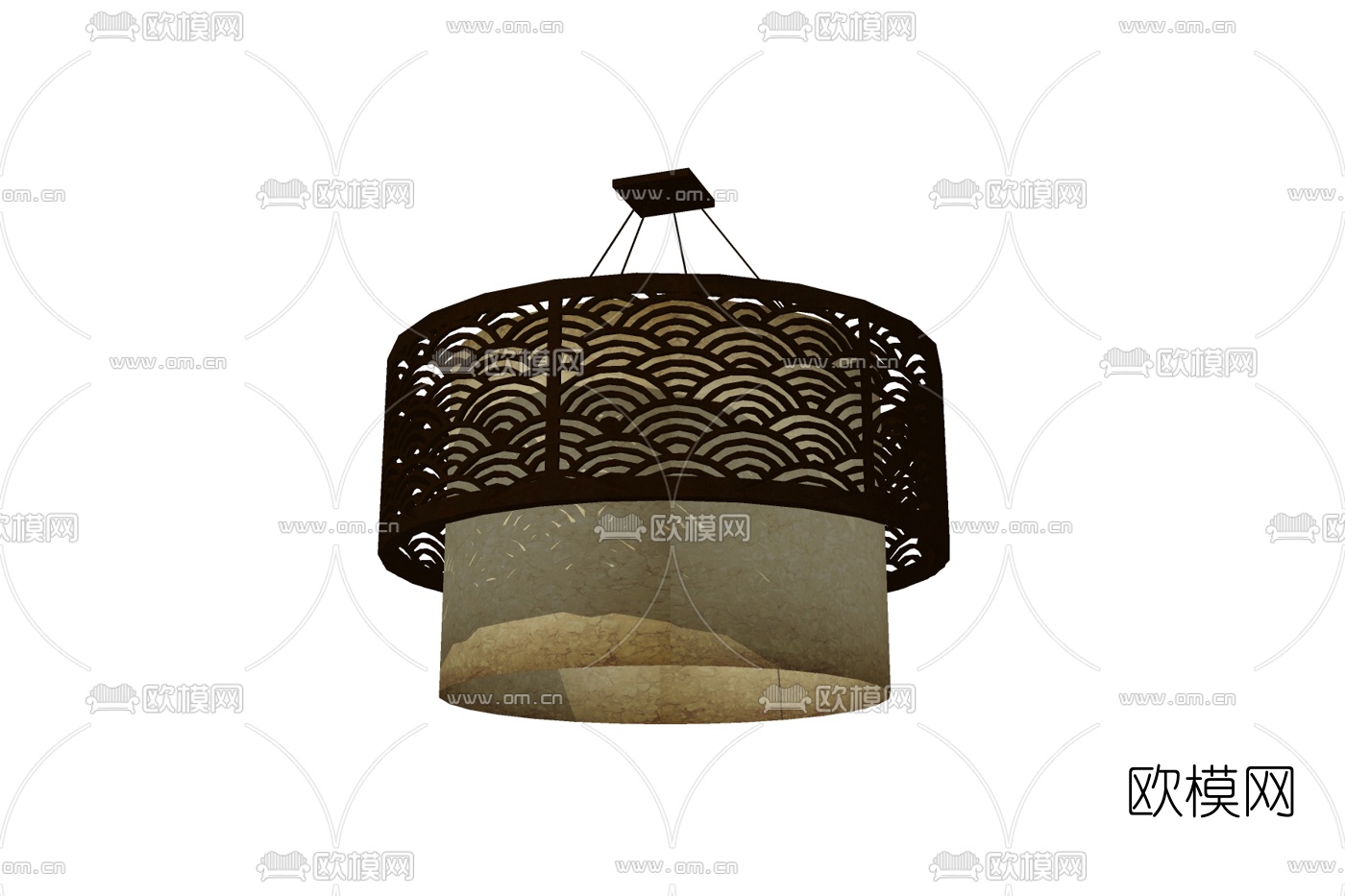 中式圆形吊灯免费su模型下载