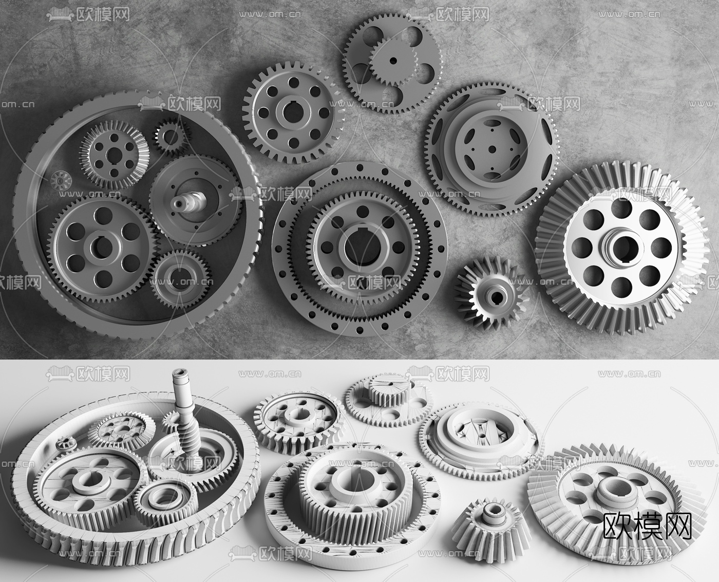 现代工业机械齿轮3d模型下载