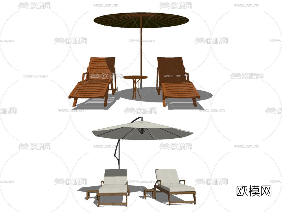 现代户外休闲躺椅su模型下载