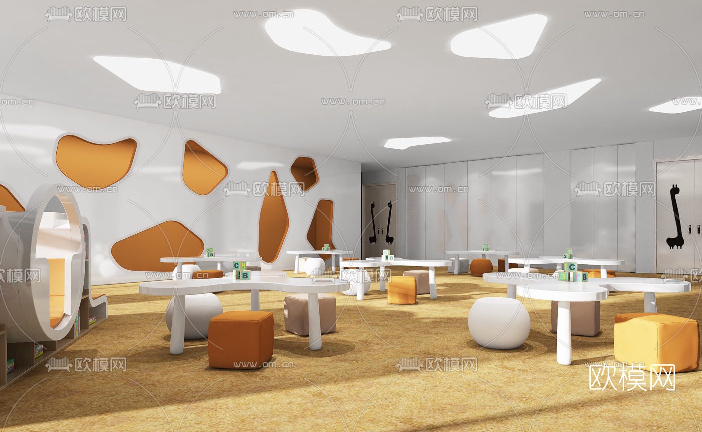 现代活动休息室3d模型下载