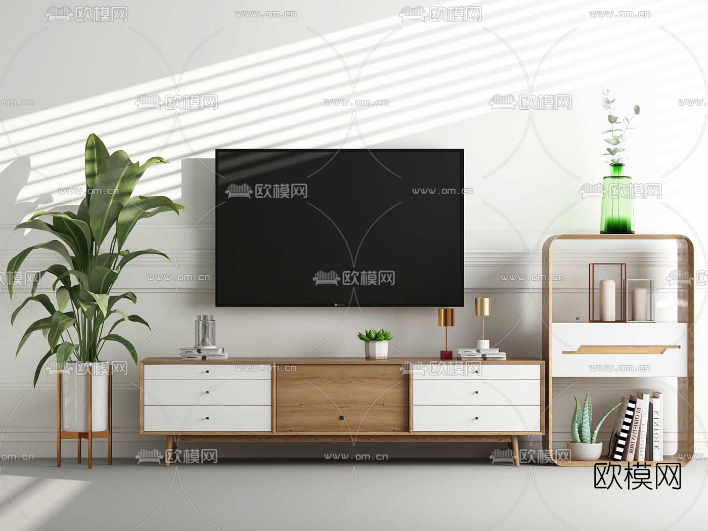 北欧实木电视柜3d模型