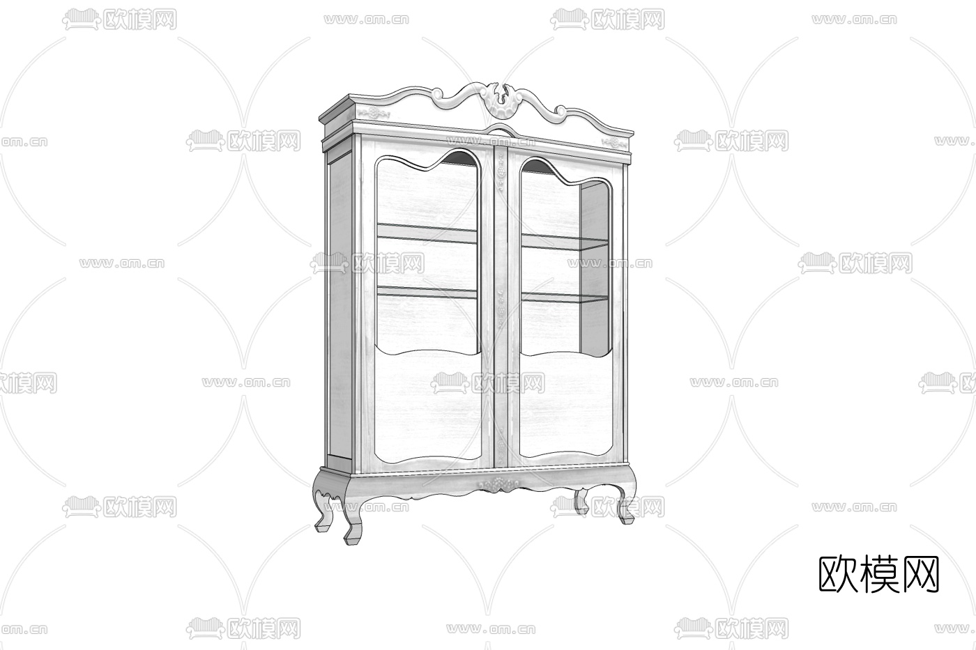 欧式实木衣柜免费su模型下载