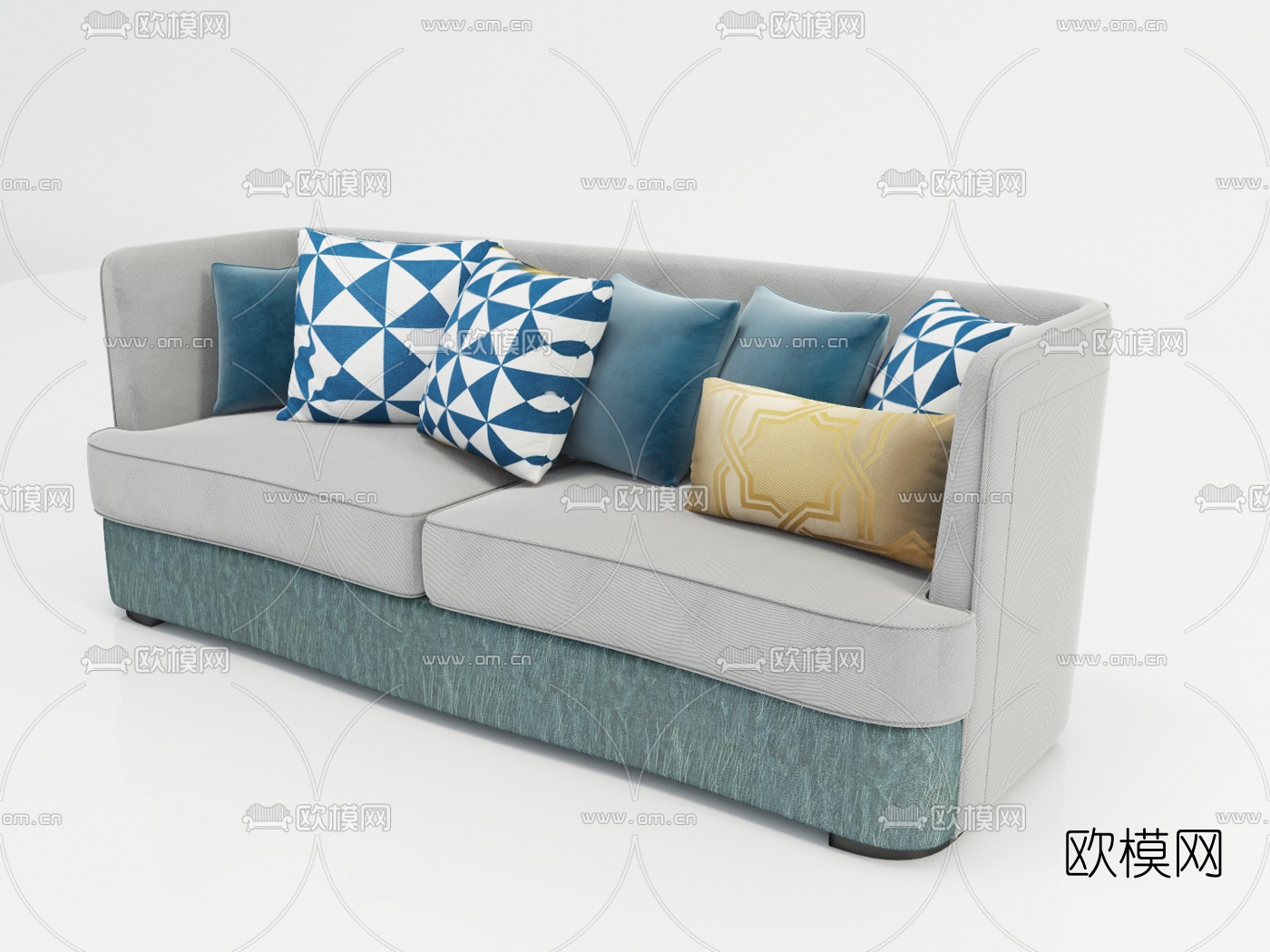 现代布艺双人沙发3d模型下载（渲染图2）