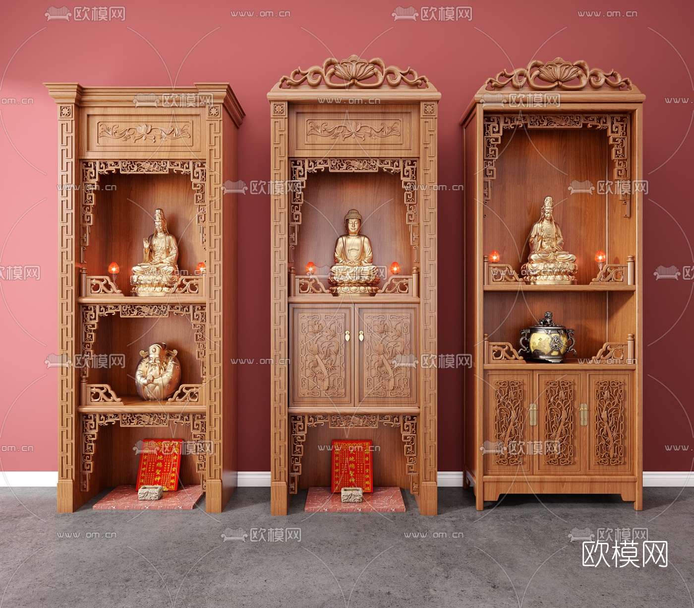 中式实木佛龛神龛3d模型