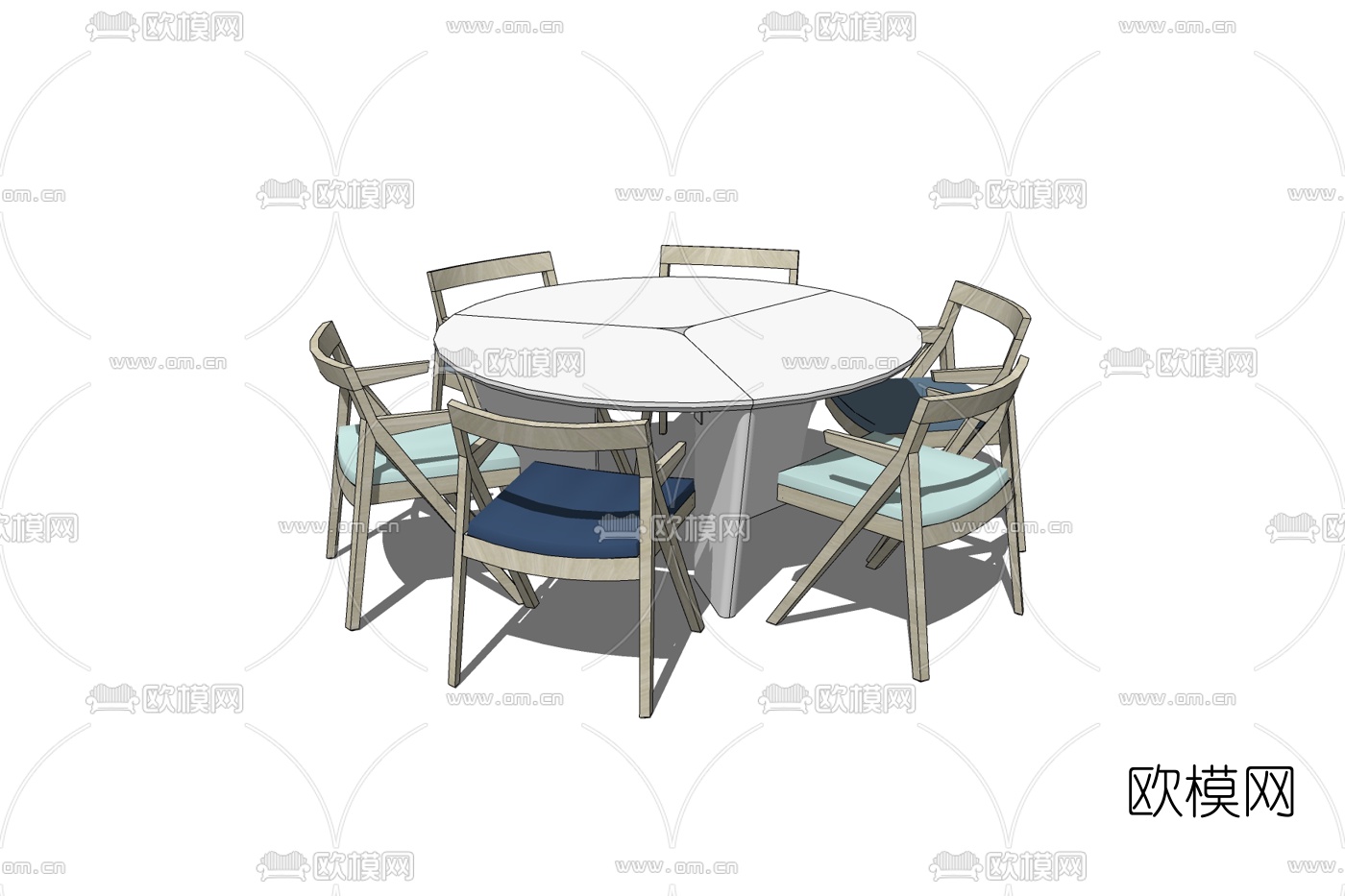 新中式餐桌椅免费su模型下载