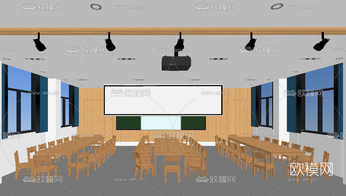 现代早教中心幼儿园教室su模型下载（渲染图2）