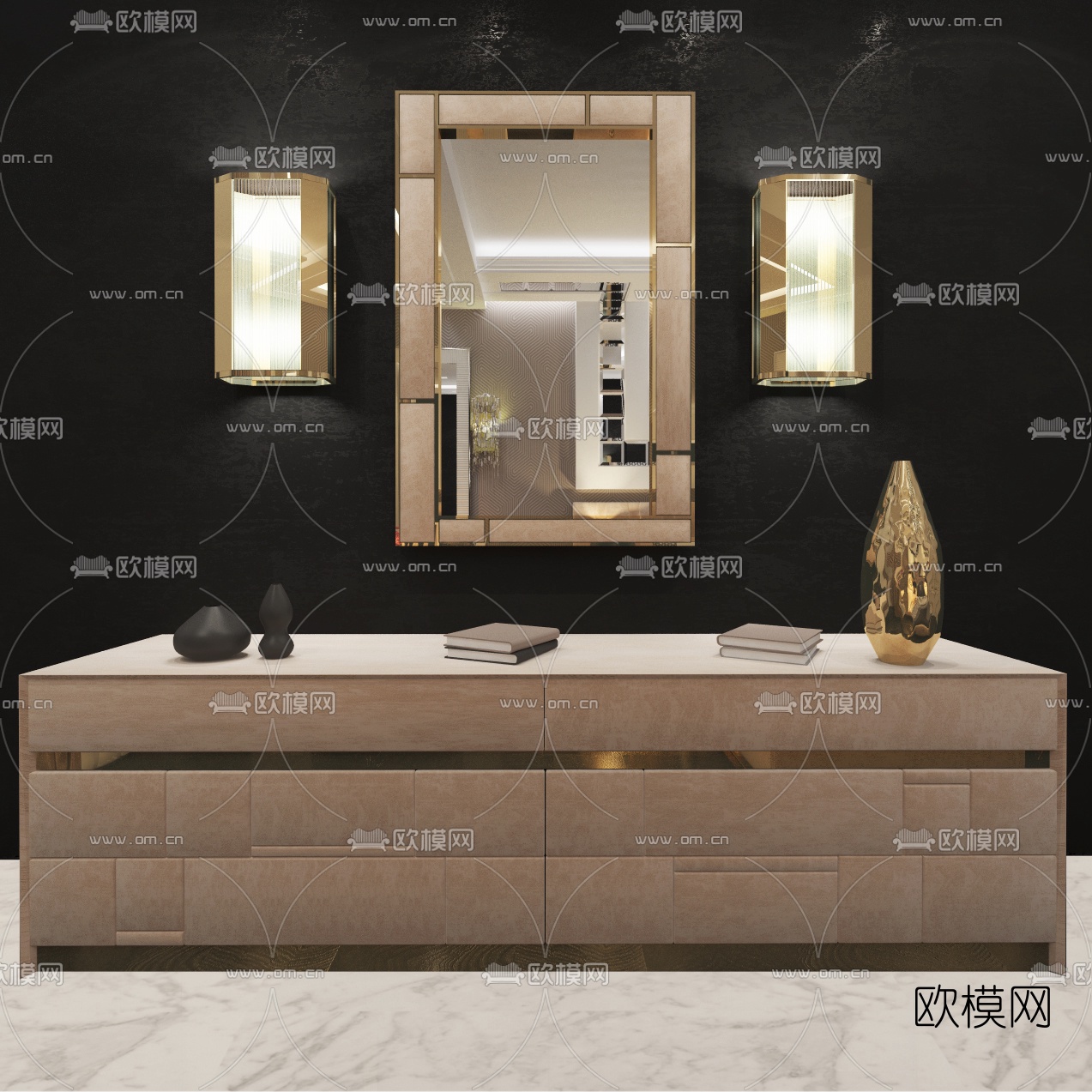 后现代装饰柜衣柜梳妆台3d模型