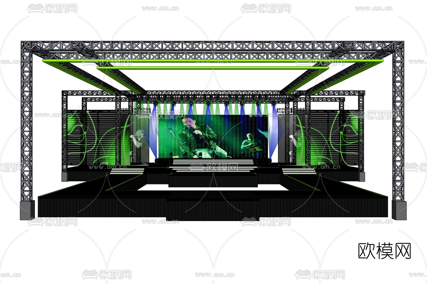 工业风舞台表演区免费su模型下载