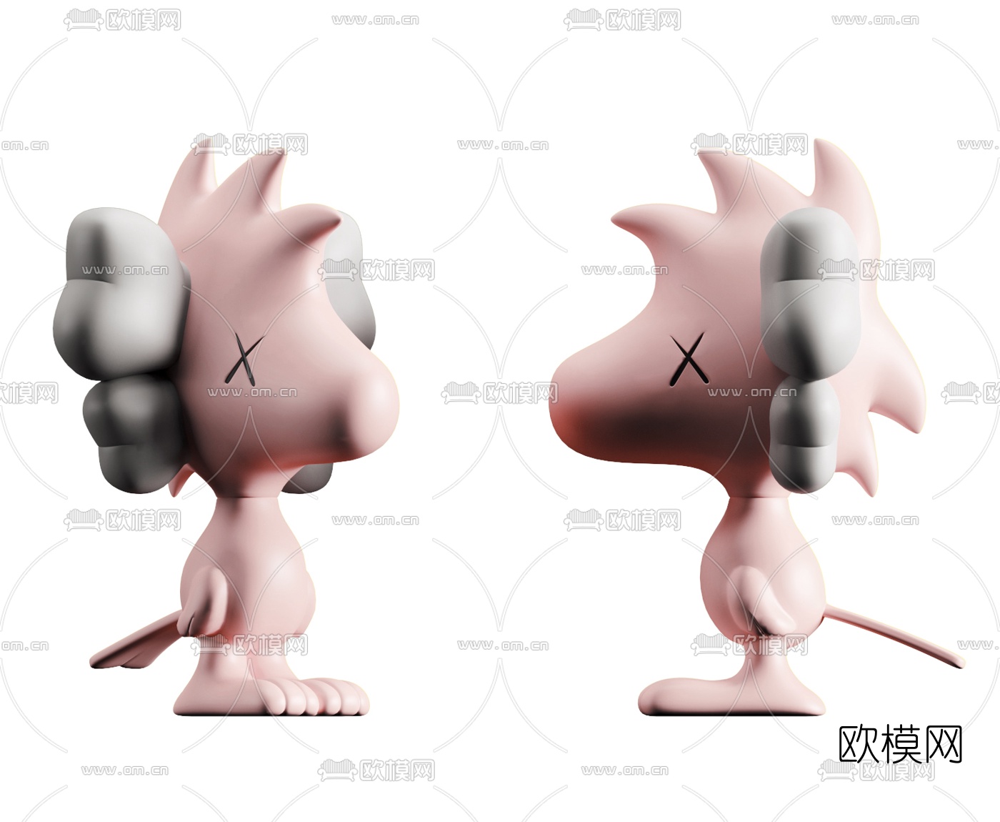 现代粉红KAWS玩具3d模型下载