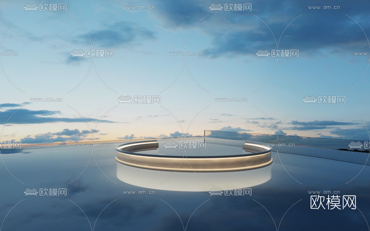 现代豪华别墅露台泳池3d模型下载（渲染图2）