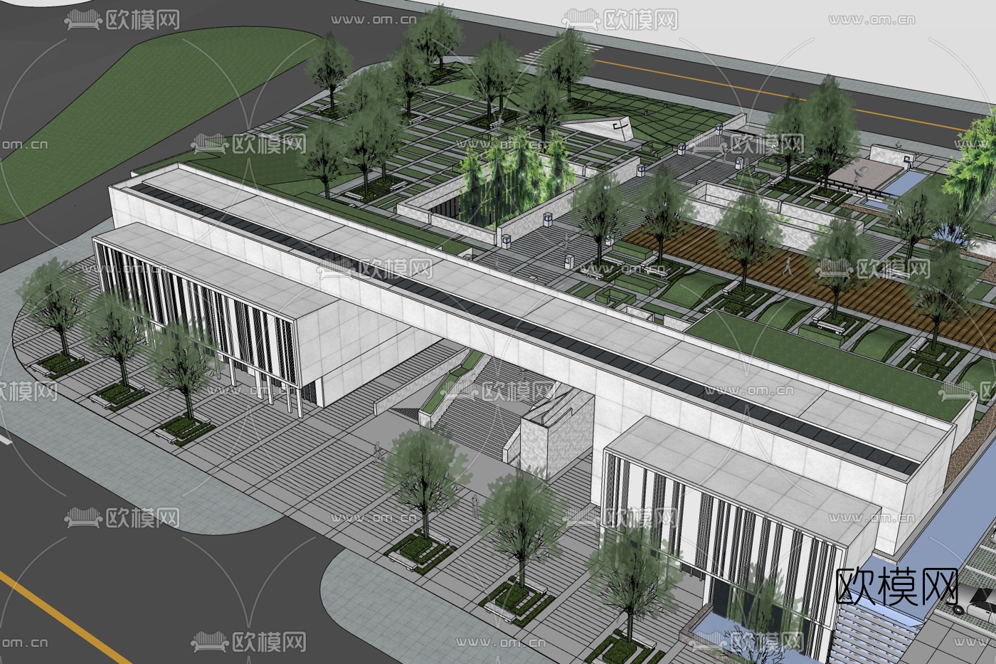 现代公园景观免费su模型下载