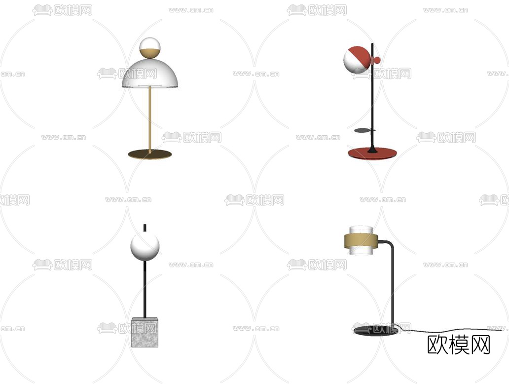 北欧金属台灯su模型下载